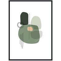 artvoll - Shapes No. 1 Grass Poster mit Rahmen, schwarz, 70 x 100 cm von artvoll