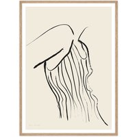 artvoll - Woman in stripes Poster mit Rahmen, Eiche natur, 30 x 40 cm von artvoll