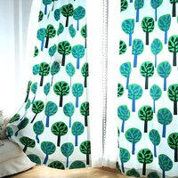 Fenstervorhang Panel/Fensterbehandlung/Topper/Schlafzimmer Drape/Badezimmer Duschvorhang, Kinderzimmer Kinderspielzimmer-Baumwolle Grün Baum Fenstervorhang Panel/Fensterbehandlung/Topper/Schlafzimmer Drape/Badezimmer Duschvorhang, Kinderzimmer Kinderspielzimmer-Baumwolle Grün Baum von artwhitepear