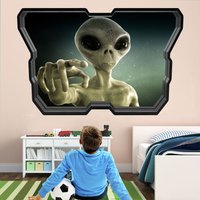 Alien Wandtattoo Aufkleber Wandbild Druck Kunst Kinder Schlafzimmer Wohnkultur Mit Raumschiff Fenster Wirkung Db52 von artysticker