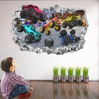 Monstertruck Wandaufkleber Für Kinderzimmer | Buntes Racing Wandtattoo Jungen Wand Dekor - Kr13 von artysticker