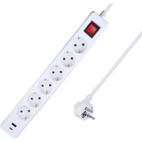 6-fach Steckdosenleiste weiß mit USB A+C 5 m Kabel von as - Schwabe