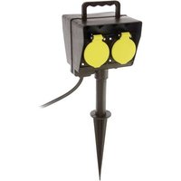 AS Schwabe 60680 Gartensteckdose 2fach Schwarz, Gelb mit Erdspieß von AS Schwabe