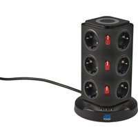 As-schwabe - 12-fach Steckdosentower 2m 230V Induktionsladefläche usb IP20 von as - Schwabe