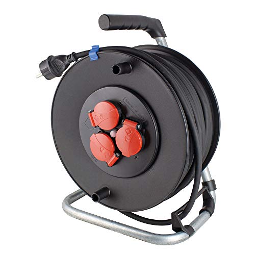 as - Schwabe Baustellen-Kabeltrommel, 33 m H07RN-F 3G2,5 Leitung 230V / 16A, mit 3 roten Schutzkontaktsteckdosen inkl. Klappdeckel & Thermoschutzschalter, IP44, Made in Germany, Schwarz, 10133 as - Schwabe Baustellen-Kabeltrommel, 33 m H07RN-F 3G2,5 Leitung 230V / 16A, mit 3 roten Schutzkontaktsteckdosen inkl. Klappdeckel & Thermoschutzschalter, IP44, Made in Germany, Schwarz, 10133 von as - Schwabe