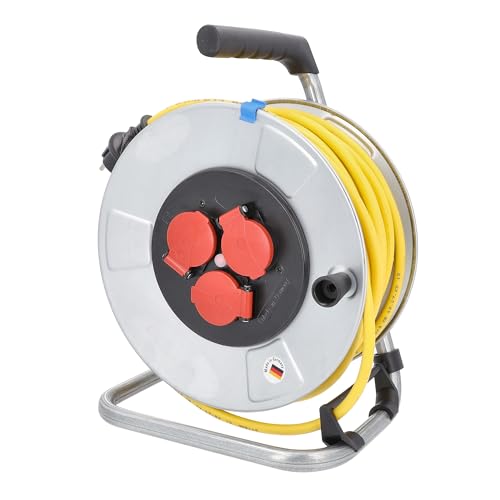 as - Schwabe Metallkabeltrommel 33 m K35 AT-N07V3V3-F 3G2,5 Leitung 230V / 16A, mit 3 roten Schutzkontaktsteckdosen inkl. Klappdeckel & Thermoschutzschalter, IP44, Made in Germany, Silber, 10347 as - Schwabe Metallkabeltrommel 33 m K35 AT-N07V3V3-F 3G2,5 Leitung 230V / 16A, mit 3 roten Schutzkontaktsteckdosen inkl. Klappdeckel & Thermoschutzschalter, IP44, Made in Germany, Silber, 10347 von as - Schwabe