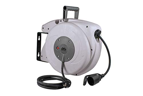as - Schwabe Automatischer Kabelaufroller 15 m - 180° schwenkbar - Schutzkontaktstecker und 2 m Zuleitung & Schutzkontaktkupplung - 230V/16A, IP20, 12647 von as - Schwabe