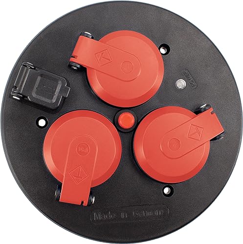 as - Schwabe 3-fach-Steckdoseneinsatz für Kabeltrommeln 230V/16A, mit Klappdeckel rot, abgesichert durch Thermoschutzschalter, mit USB-Ausgang 5V/1A, IP54, Schwarz, 11584 as - Schwabe 3-fach-Steckdoseneinsatz für Kabeltrommeln 230V/16A, mit Klappdeckel rot, abgesichert durch Thermoschutzschalter, mit USB-Ausgang 5V/1A, IP54, Schwarz, 11584 von as - Schwabe