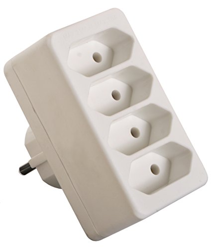 as - Schwabe 4-Fach Eurostecker Weiß 230V 16A - Schuko-/Euroadapter - Mehrfachsteckdose Kompakt und Sicher - Erhöhter Berührungsschutz - Platzsparend für 4 Geräte- Ideal für Homeoffice, 48411 von as - Schwabe