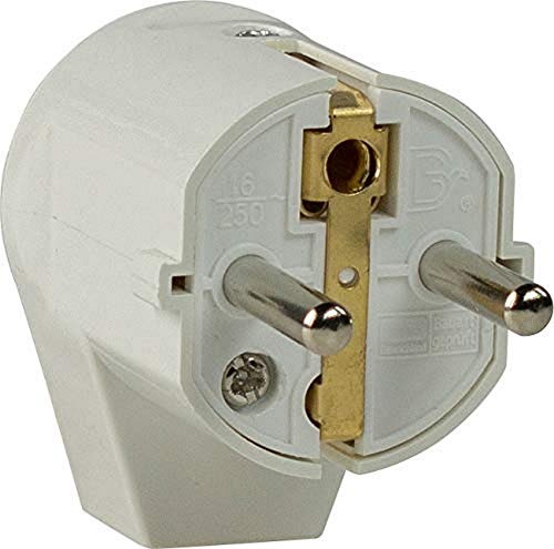 as - Schwabe Winkelstecker - Schutzkontaktstecker mit doppeltem Schutzkontakt - Anschluss Leitungen bis max. 1,5mm² - 230V - 16A - IP20 - Weiß - 45041 von as - Schwabe