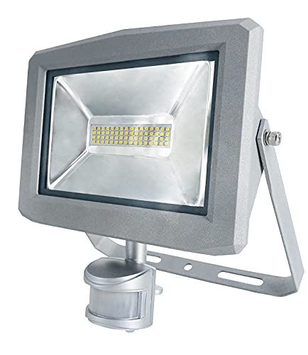 as - Schwabe 46416 Slimline CHIP-LED-Strahler 10W mit Bewegungsmelder, sehr schmal, 10 W, 230 V, Silber von as - Schwabe