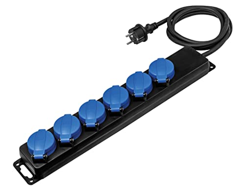 as - Schwabe 6-Fach Verteilersteckdosenleiste, Mehrfachstecker mit 1,5 m Leitung H07RN-F 3G1,5, Mehrfachsteckdosen mit Klappdeckel und Wandbefestigung, Aussenbereich, 230V, 16A, IP44, Schwarz, 38616 as - Schwabe 6-Fach Verteilersteckdosenleiste, Mehrfachstecker mit 1,5 m Leitung H07RN-F 3G1,5, Mehrfachsteckdosen mit Klappdeckel und Wandbefestigung, Aussenbereich, 230V, 16A, IP44, Schwarz, 38616 von as - Schwabe
