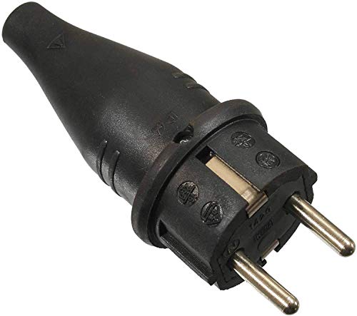 as - Schwabe Gummi-Stecker Schutzkontaktstecker mit doppeltem Schutzkontakt, Leitungen bis max. 1,5mm² für den Außenbereich geeignet, 230V, 16A, IP44, Schwarz, 60411 von as - Schwabe