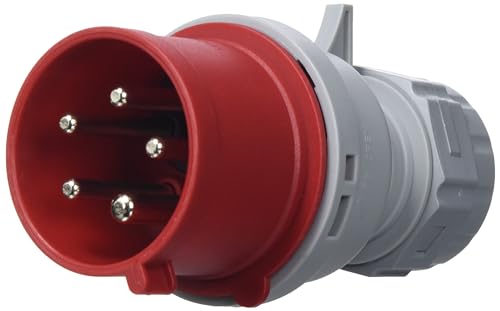 as - Schwabe CEE Phasenwendestecker 400V/32A/5-polig - Starkstrom Stecker mit Schraubkontakt für Leistungsanschluss - Stromstecker Schlagfest - Spritzwassergeschützt IP44 - Rot/Grau, 60461 von as - Schwabe