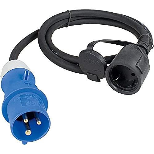 as - Schwabe Camping CEE-Adapterleitung Caravan 1,5 m, 250 V CEE-Stecker und Schutzkontaktkupplung, Wohnmobil Zubehör mit Schutzkappe, 3-polige Leitung, IP44, Made in Germany, Blau, 60488 von as - Schwabe