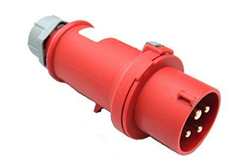 as - Schwabe CEE Stecker 400V/32A/4-polig - Starkstrom Stecker mit Schraubkontakt für Leistungsanschluss - Stromstecker Schlagfest - Spritzwassergeschützt IP44 - Rot/Grau, 60572 von as - Schwabe
