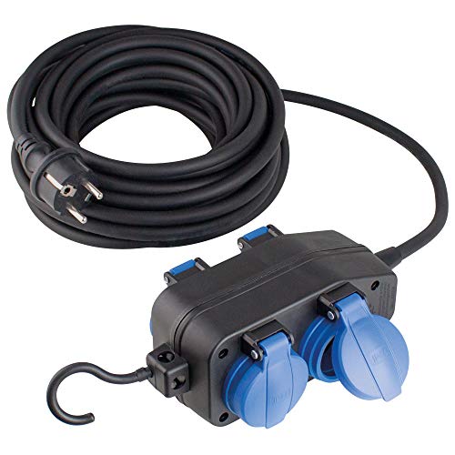 as - Schwabe 4-Fach Verteilersteckdose 230V/16A – Stromverteiler mit 10 m Schwerer Verlängerungsleitung H07RN-F 3G1,5, Verlängerungskabel Ideal für den Outdoor-Bereich geeignet, IP44, Schwarz, 60671 von as - Schwabe