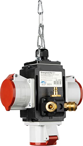 as - Schwabe MIXO Energiewürfel V+ – Hänge-Verteiler mit 3 CEE-Steckdosen 5-polig, 400 V, 32 A, MIXO inkl. Druckluft-Verteiler NW 7,2, IP44, Made in Germany, Schwarz, 60730 von as - Schwabe