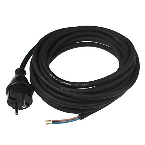 as - Schwabe Bohrmaschinen-Anschlussleitung - 5 m Gummi-Anschlussleitung H05RN-F 2x1,0mm – Konturenstecker mit Leitung – Adapter-Kabel mit Aderendhülsen – Baustellen & Gewerbe – IP44 - Schwarz, 70530 von as - Schwabe