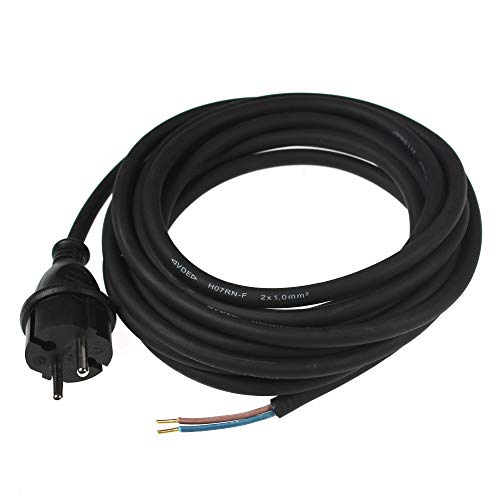 as - Schwabe Bohrmaschinen-Anschlussleitung - 3 m Gummi-Anschlussleitung H07RN-F 2x1,5mm – Konturenstecker mit Leitung – Adapter-Kabel mit Aderendhülsen – Baustellen & Gewerbe – IP44 - Schwarz, 70556 von as - Schwabe