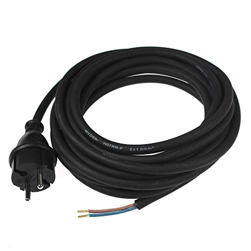 as - Schwabe Bohrmaschinen-Anschlussleitung - 5 m Gummi-Anschlussleitung H07RN-F 2x1,5mm – Konturenstecker mit Leitung – Adapter-Kabel mit Aderendhülsen – Baustellen & Gewerbe – IP44 - Schwarz, 70558 von as - Schwabe