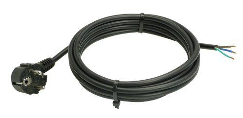 as - Schwabe Anschlussleitung 10 m H05VV-F 3G1,0 Verbindungskabel, Schutzkontaktwinkelstecker mit Leitung, Anschlusskabel 30mm abgemantelt mit Aderendhülsen, Stromkabel 230V, 10A, IP20, Schwarz, 70802 von as - Schwabe