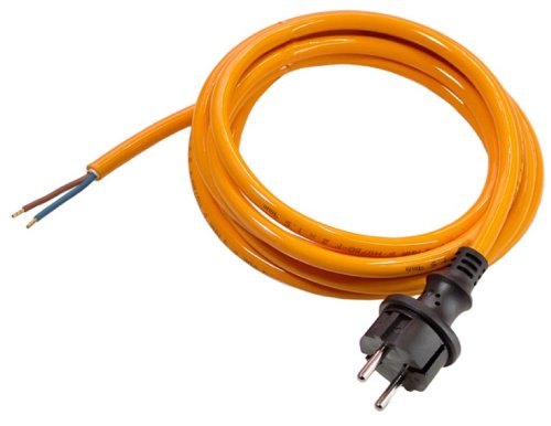 as - Schwabe PUR Baustellen-Anschlussleitung 3 m – Robuste Leitung 230 V, 16 A mit Polyurethan-Außenmantel H07BQ-F 2x1,5 - Konturenstecker, Ende 30 mm abgemantelt, Orange – IP44 - 70914 von as - Schwabe