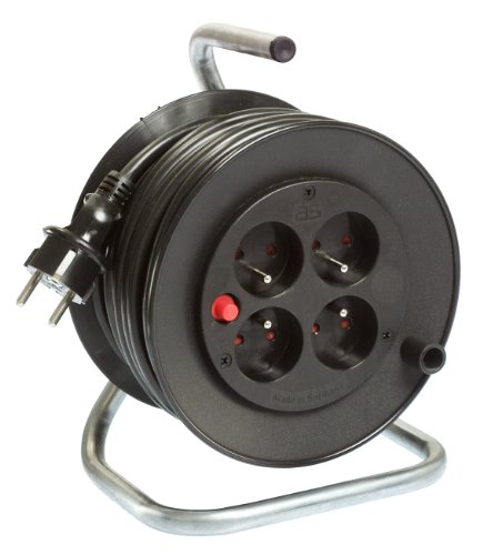 as - Schwabe 810180 Elektrischer Kabeltrommel, kompakt, 15 m Kabel, 4 Steckdosen, 250 V / 16 A von as - Schwabe