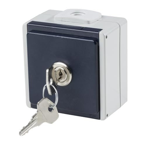 as - Schwabe 1-Fach Steckdose abschließbar - Aufputzsteckdose - Feuchtraumsteckdose mit Schloß - UV-beständig - Anschluss Leitungen bis max. 2,5mm² - 230V/10A - IP54 - grau - Made in Germany, 62461 von as - Schwabe