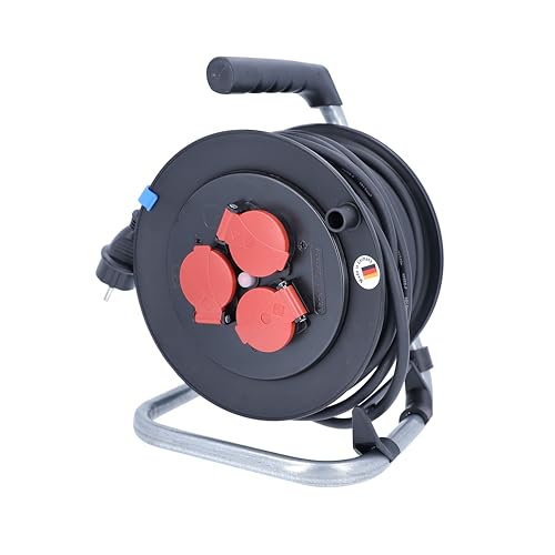 as - Schwabe Heimwerker Kabeltrommel, 50 m H05RR-F 3G1,5 Leitung 230V / 16A, mit 3 roten Schutzkontaktsteckdosen inkl. Klappdeckel & Thermoschutzschalter, IP44, Made in Germany, Schwarz, 10135 as - Schwabe Heimwerker Kabeltrommel, 50 m H05RR-F 3G1,5 Leitung 230V / 16A, mit 3 roten Schutzkontaktsteckdosen inkl. Klappdeckel & Thermoschutzschalter, IP44, Made in Germany, Schwarz, 10135 von as - Schwabe