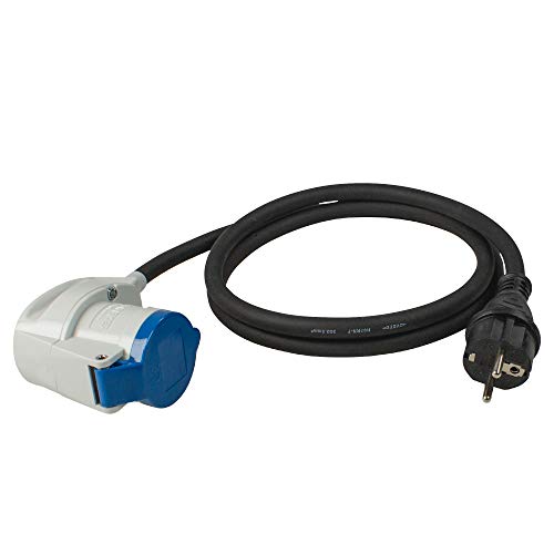 as - Schwabe CEE-Adapterleitung 1,5 m – Schutzkontakt-Stecker 230 V / 16 A & CEE-Kupplung (CEE-Winkelkupplung) mit Klappdeckel 230 V / 16 A / 3-polig – Indoor/Outdoor – IP44 – Made in Germany I 61483 von as - Schwabe