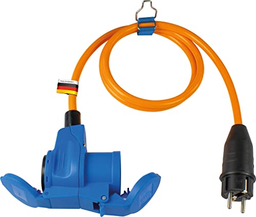 as - Schwabe Camping CEE-Adapterleitung 1,5m orange - mit Schutzkontaktstecker - CEE-Winkelkupplung mit Schutzkontaktsteckdose + Klappdeckel - 230V, 16A - für Camping und Outdoor-Einsatz - IP44, 62436 von as - Schwabe