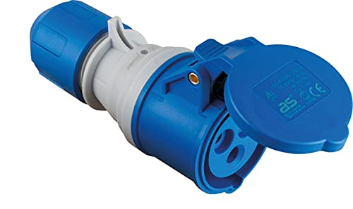 as - Schwabe CEE Kupplung mit POWERLIGHT Spannungsanzeige 230 V, 16 A, 3-polig, Outdoorkupplung, IP44: fremdkörper- und spritzwassergeschützt, zur Verwendung im Außenbereich geeignet, blau 61487 von as - Schwabe