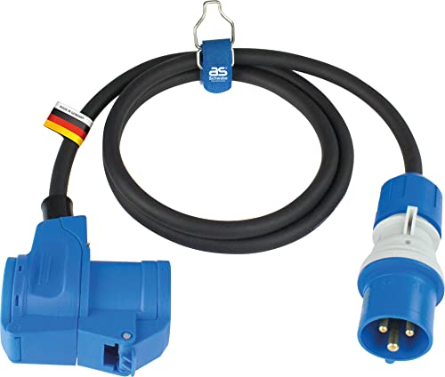 as - Schwabe CEE Outdoor Verlängerungsleitung 1,5m mit neuer powerlight Spannungsanzeige, CEE-Stecker & -Winkelkupplung 230 V / 16 A / 3-polig, IP44 spritzwassergeschützt, Blau | 61403 von as - Schwabe