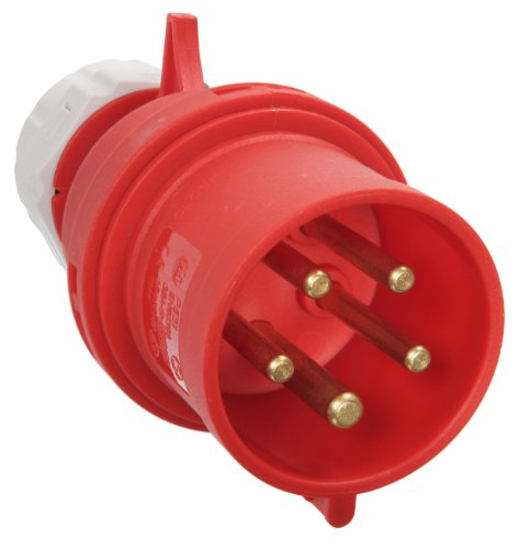 as - Schwabe CEE Stecker 400V/16A/5-polig - Starkstrom Stecker mit Schraubkontakt für Leistungsanschluss - Stromstecker Schlagfest - Spritzwassergeschützt IP44 - Rot/Grau, 60420 von as - Schwabe