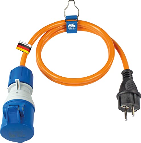 as - Schwabe Camping CEE-Adapterleitung Caravan 1,5 m Polyurethanleitung,, Schutzkontaktstecker und CEE-Kupplung mit powerlight Spannungsanzeige, IP44 mit Schutzkappe, 3-polig, Made in Germany, 62434 von as - Schwabe