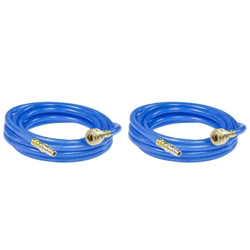 as - Schwabe Druckluftschlauch-Garnitur mit Polyestergewebeeinlage Serie 2050, 5m PVC-Druckluft-Schlauch 9 x 3 mm mit Schnellverschlusskupplung & Stecktülle, Blau, 12705 (Packung mit 2) von as - Schwabe