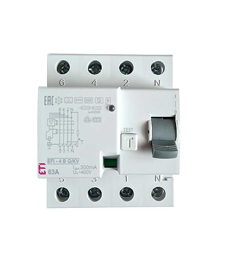 as - Schwabe Fehlerstromschutzschalter - FI-Schutzschalter - 4-polig/63 A/300 mA/Typ B - allstromsensitiv - Stoßstromfestigkeit >5.000A - max. Vorsicherung 100A - 4TE - Weiß - IP20, 62504 von as - Schwabe