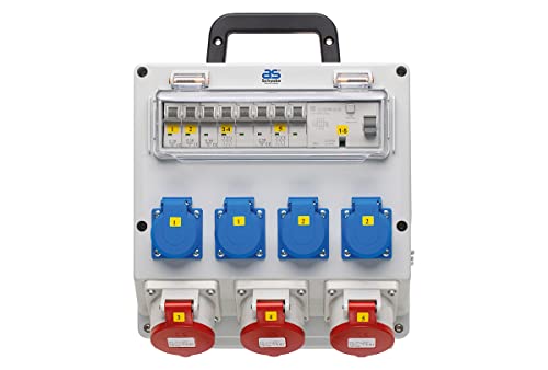 as – Schwabe FIXO 10D Wandverteiler nutzbar für Festanschluss NYM-J bis max. 5x6, Ausgang: 4xSchutzkontaktsteckdose 230V/16A + 3xCEE Steckdose 400V/16A, 5-polig, Gehäuse, IP44, 61518 von as - Schwabe