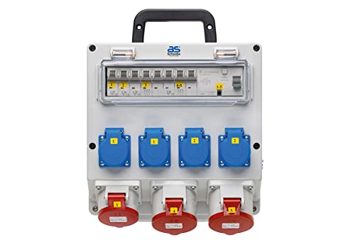 as – Schwabe FIXO 12D Wandverteiler für Festanschluss NYM-J bis max. 5x10, Ausgang: 4xSchutzkontaktsteckdose 230V/16 A, 1xCEE 400V/16 A, 5-polig, 2xCEE 400V/32A, 5-polig, IP44, 61519 von as - Schwabe