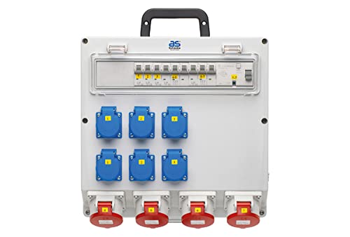 as – Schwabe FIXO 13D MAX Wandverteiler nutzbar für Festanschluss NYM-J bis max. 5x10, Ausgang: 6xSchutzkontaktsteckdosen 230V/16A, 4xCEE Steckdose 400V/16A, 5-polig, IP44, 61515 von as - Schwabe