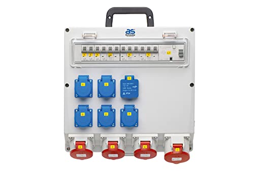 as – Schwabe FIXO 14D MAX Wandverteiler für Festanschluss NYM-J bis max. 5x10, 5xSchutzkontaktsteckdose 230V/16A, 3xCEE 400V/16A, 5-polig, 1xCEE 400V/32A, 5-polig, 2xUSB-Ports 5V/2,1A, 61525 von as - Schwabe