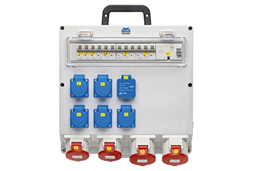 as – Schwabe FIXO 15D MAX Wandverteiler für Festanschluss NYM-J bis max. 5x16, 5xSchutzkontaktsteckdose 230V/16A, 2xCEE 400V/16A, 5-polig, 2xCEE 400V/32A, 5-polig, 2xUSB-Ports 5V/2,1A, 61526 von as - Schwabe