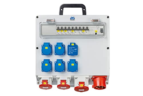 as – Schwabe FIXO 6 MAX Wandverteiler, In: CEE Stecker 400V/32A, 5-polig, Out: 5xSchutzkontaktsteckdose 230V/16A, 2xCEE Steckdose 400V/16A, 1xCEE Steckdose 400V/32A 5-polig, 2xUSB-Ports 5V/2,1A, 61524 von as - Schwabe