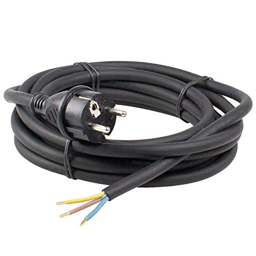 as - Schwabe Gummi-Anschlussleitung, 3 m H05RN-F 3G1,0 Verbindungskabel, Schutzkontaktstecker mit Leitung, Strom-Kabel mit Aderendhülsen, 230V, 16A, IP44, Schwarz, 60376 von as - Schwabe