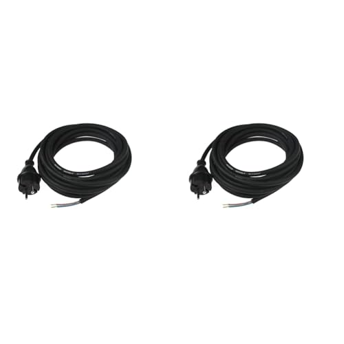 as - Schwabe Gummi-Anschlussleitung 5 m – Verbindungskabel 230 V / 16 A, H07RN- Schuzkontaktstecker mit Leitung – Strom-Kabel mit Aderendhülsen – IP44 I 70552 5 m H07RN-F 2x1,0 (Packung mit 2) von as - Schwabe