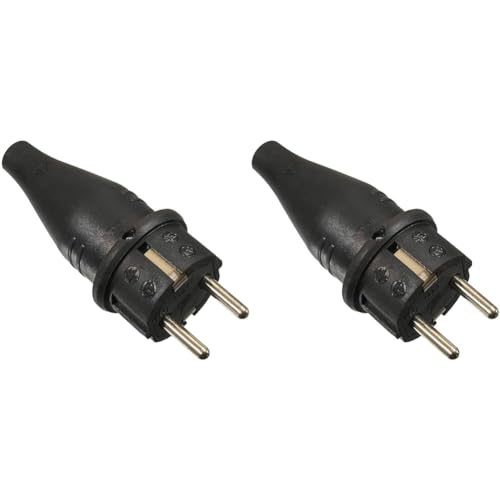 as - Schwabe Gummi-Stecker Schutzkontaktstecker mit doppeltem Schutzkontakt, Leitungen bis max. 1,5mm² für den Außenbereich geeignet, 230V, 16A, IP44, Schwarz, 60411 (Packung mit 2) von as - Schwabe