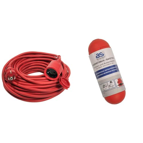 as - Schwabe Gummi-Verlängerungsleitung – 20 m Kabel mit Schutzkontaktwickelstecker & Sicherheitsbox, Sicherheit für Schuko, Stecker und Buchse von as - Schwabe