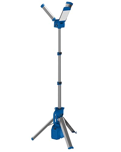 as – Schwabe LUMINA LED Hybrid Teleskop Arbeitsstrahler 9900 lm, 92W - Baustrahler bis 2,14m - 270° schwenkbar - Kompatibel Mit 18V Akkus versch. Hersteller - IP54-3 Stufen Dimmer - 5m Kabel, 46375 von as - Schwabe