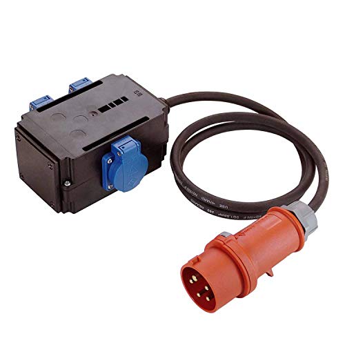 as - Schwabe MIXO Starkstromverteiler – CEE-Stecker 400V/16A/5-polig, ca. 11 kW - 1,5 m Leitung - Starkstrom Adapter - 3 x Schutzkontaktsteckdose - Stromstation Baustelle - Made Germany – IP44, 60527 von as - Schwabe